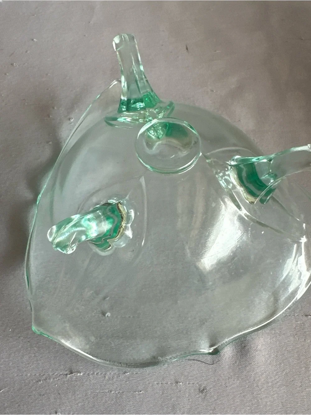 Mint Green Scalloped Glass Decorative Bowl. Vintage Elegant Lancaster Green Depr
